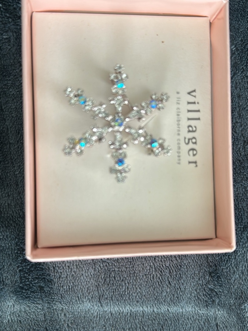 Villager Silver Snowflake Brooch with Aurora Crystal Highlights